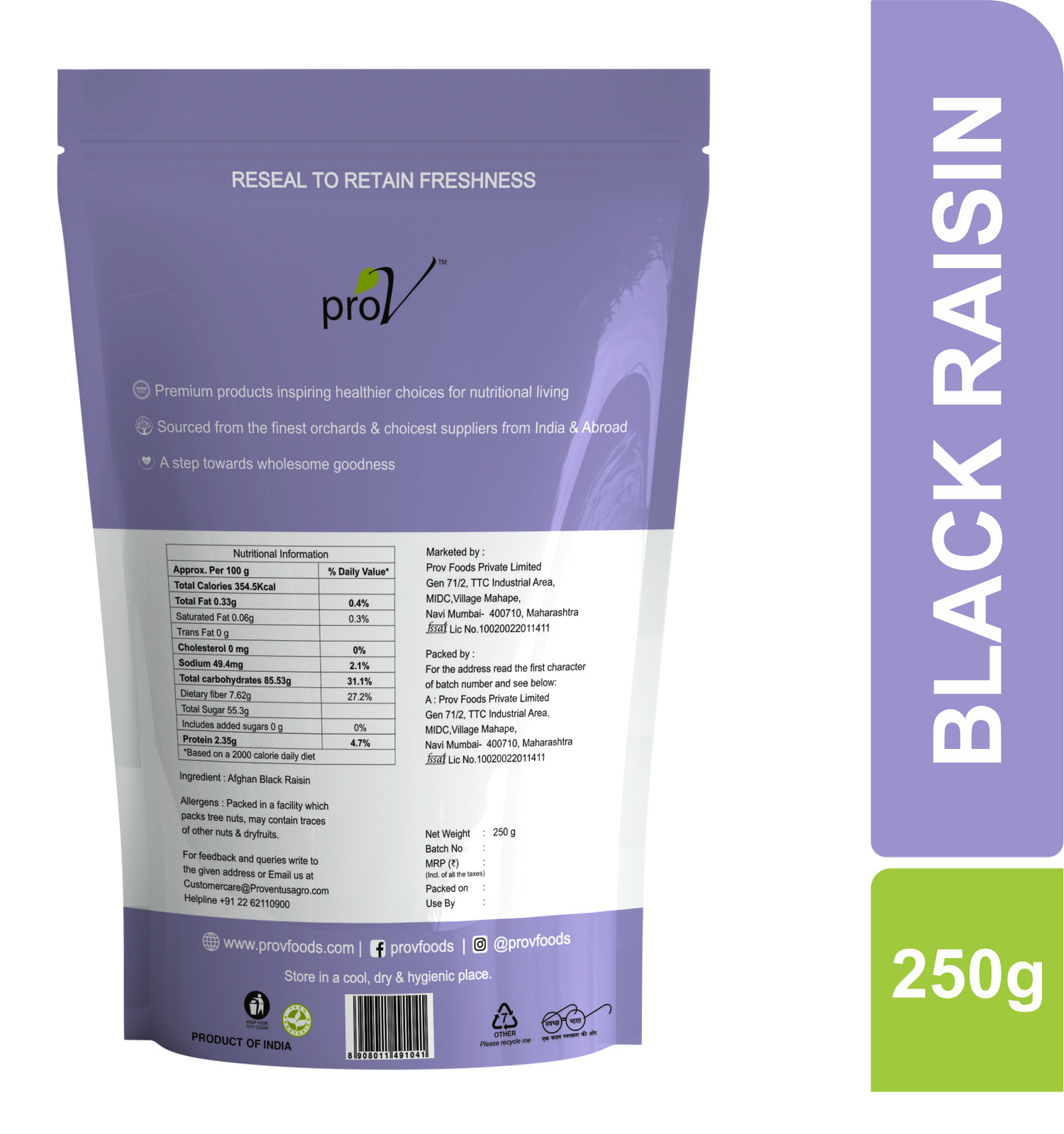 ProV Premium Black Raisins 250g Raisin Raisins