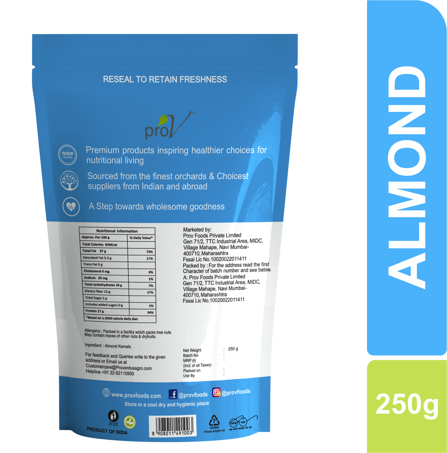 ProV Premium Almonds 250g Nuts Almonds