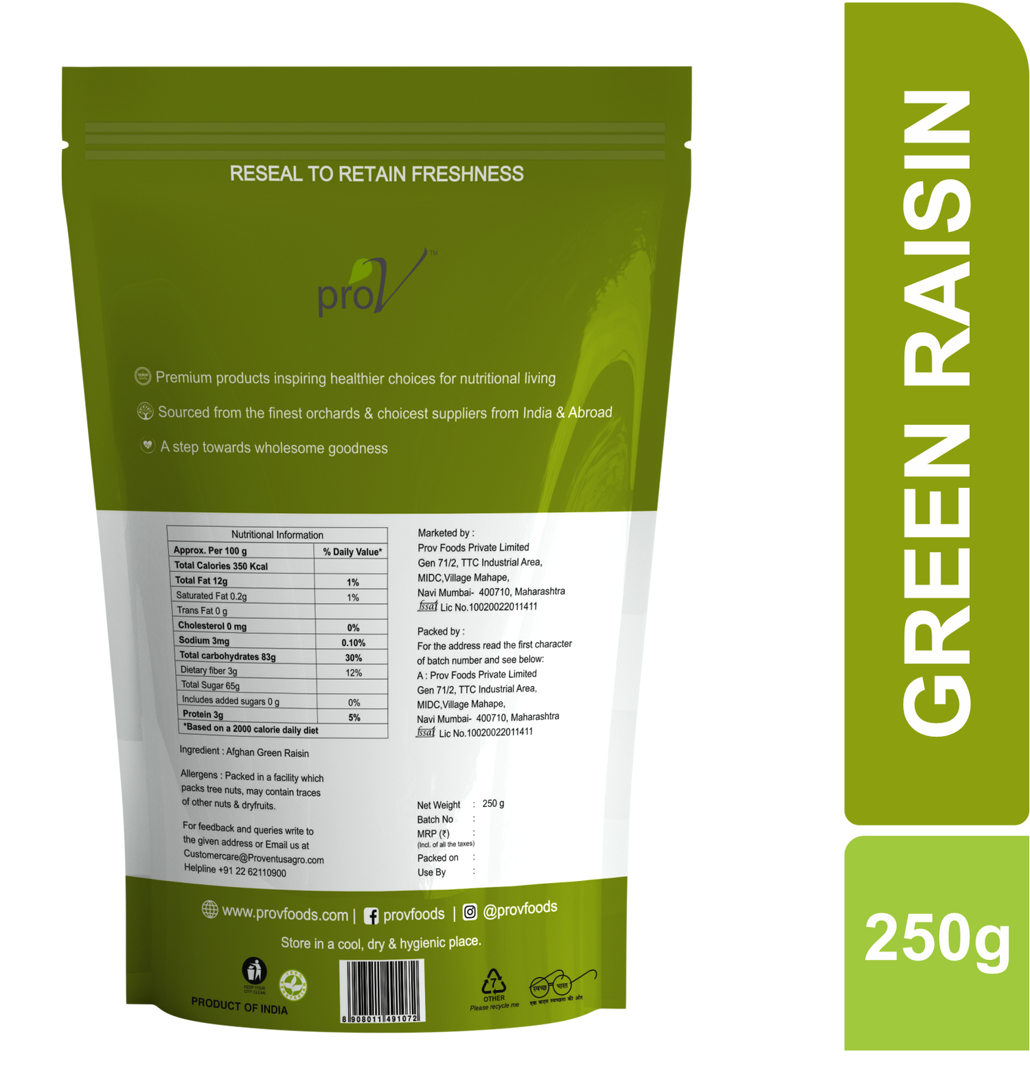 ProV Premium Green Raisins 250g Raisin Raisins
