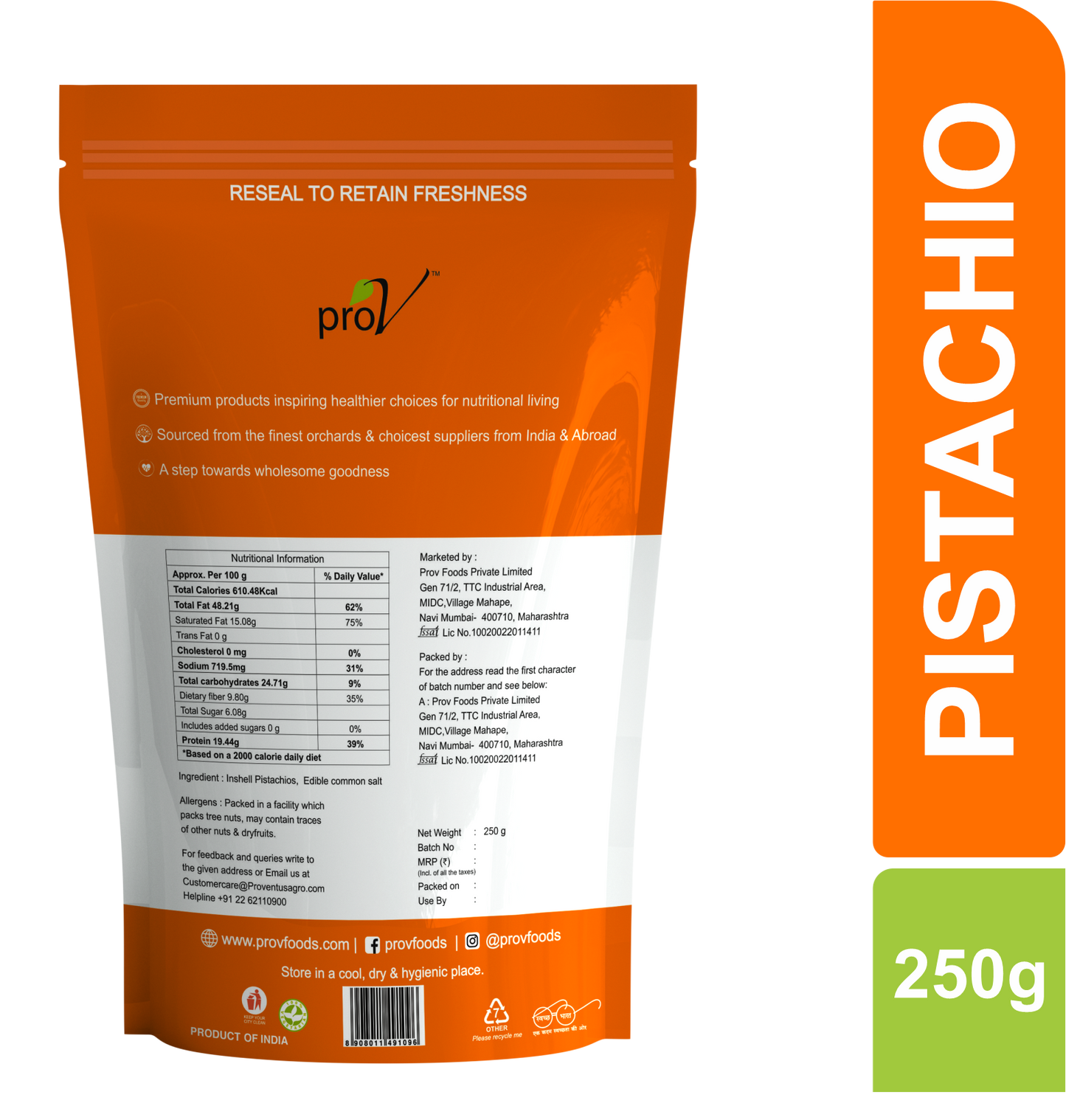 ProV Premium California Pistachios 250g Nuts Pistachios