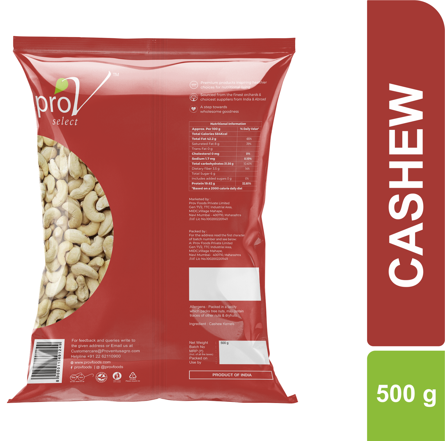 ProV Select Cashews 500g Nuts Cashew