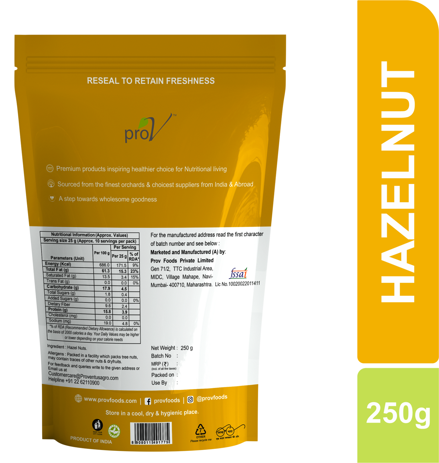 ProV Premium Hazelnuts 250g Exotic Nuts Exotic Nuts