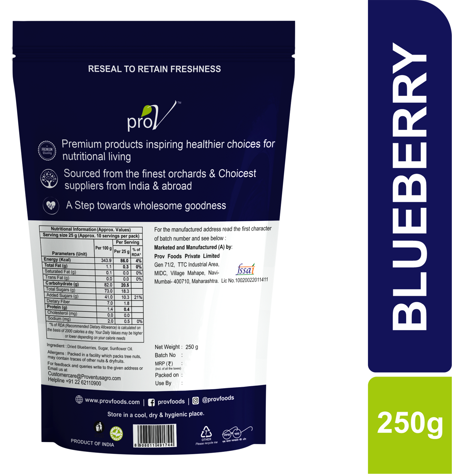 ProV Premium Blueberry 250g Berries Berries
