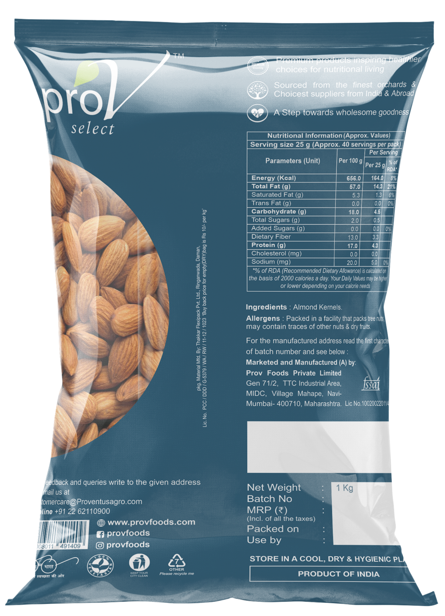 ProV Select Almond 1kg Nuts Almonds