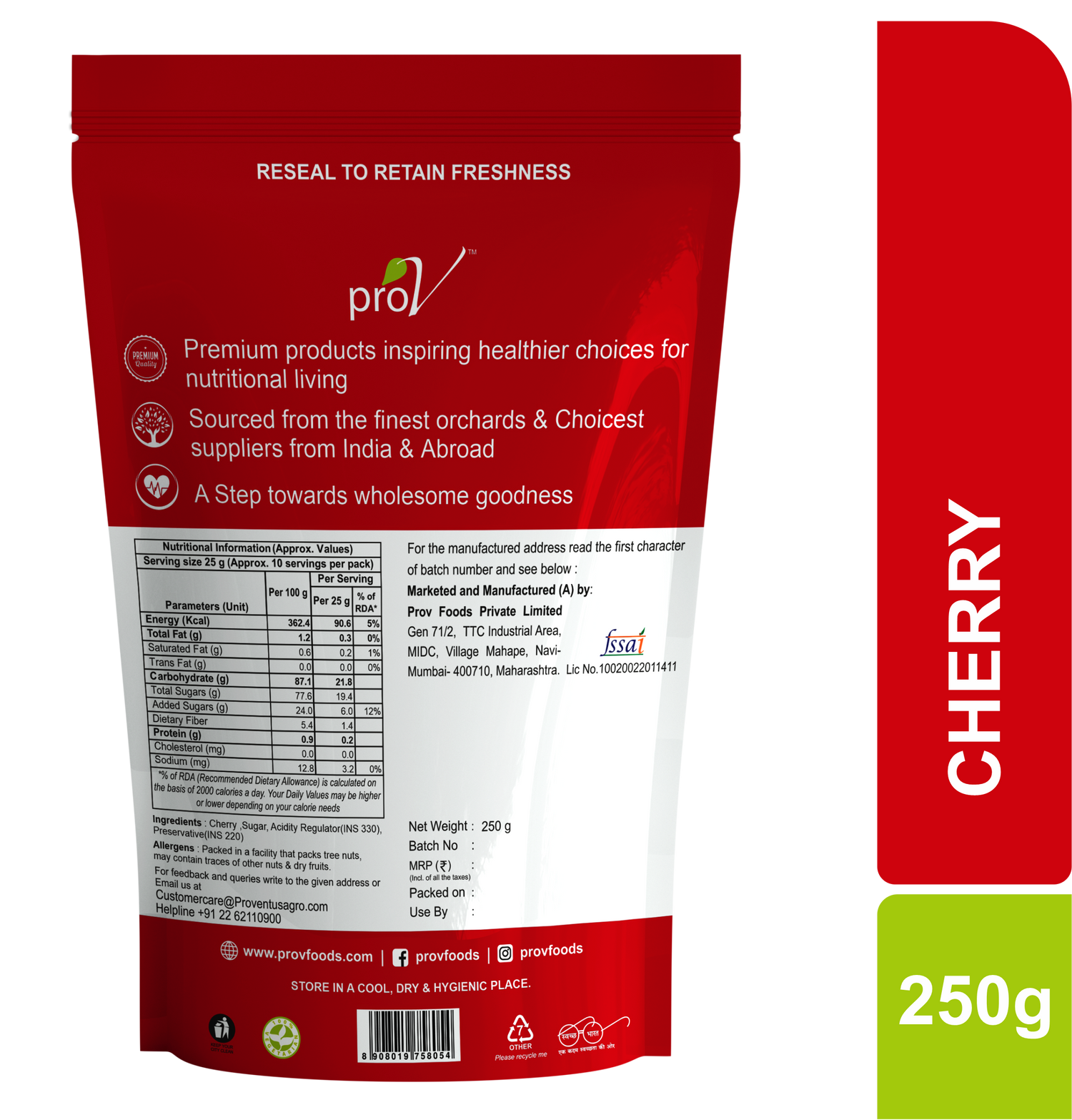 ProV Premium Cherry Dried 250gms Dried Fruits Dried Fruits