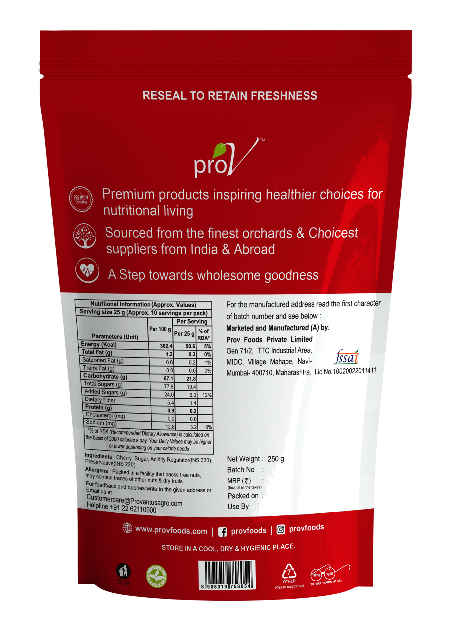 ProV Premium Cherry Dried 250gms Dried Fruits Dried Fruits