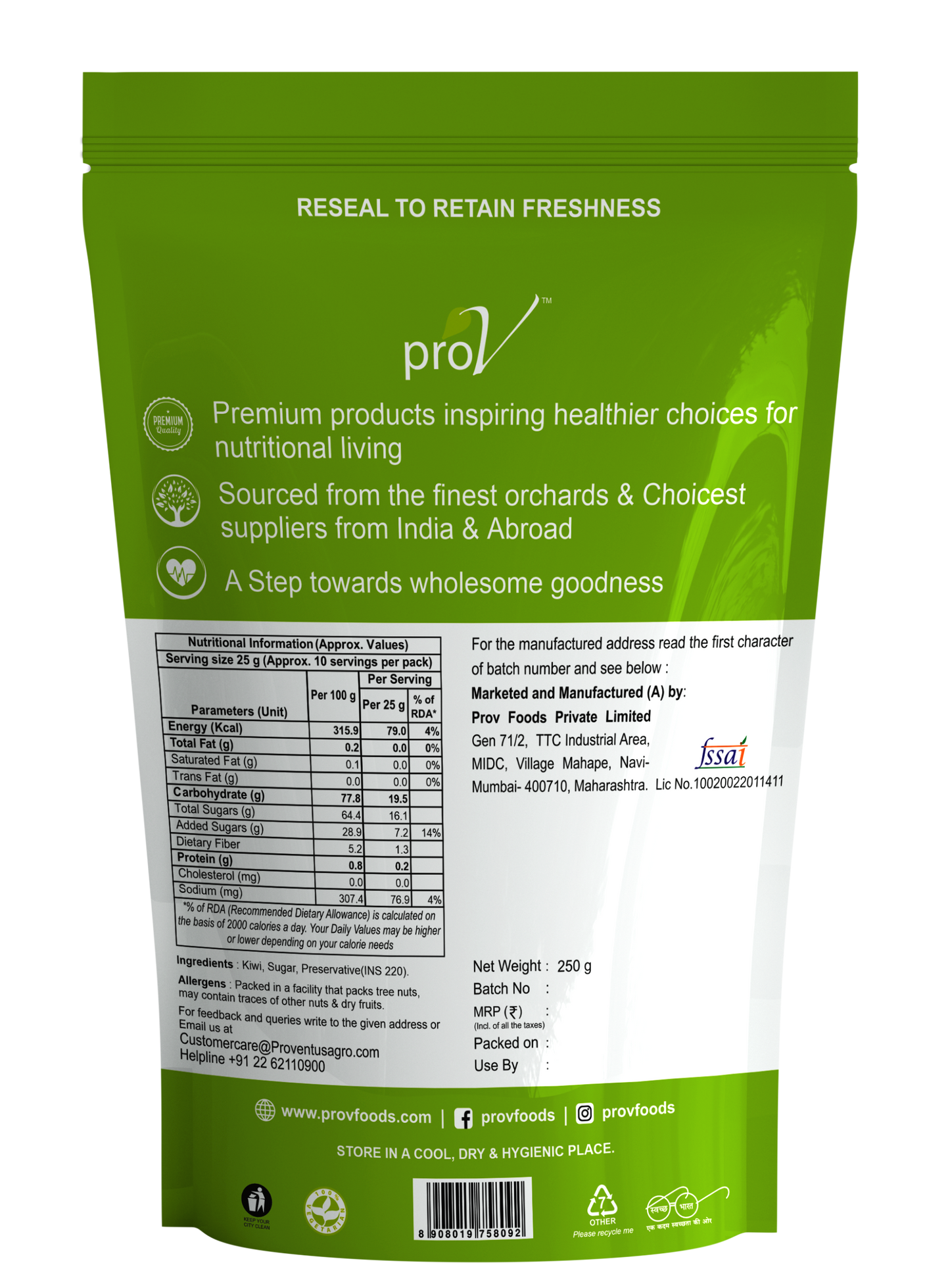 ProV Premium Kiwi Sliced 250gms Dried Fruits Dried Fruits