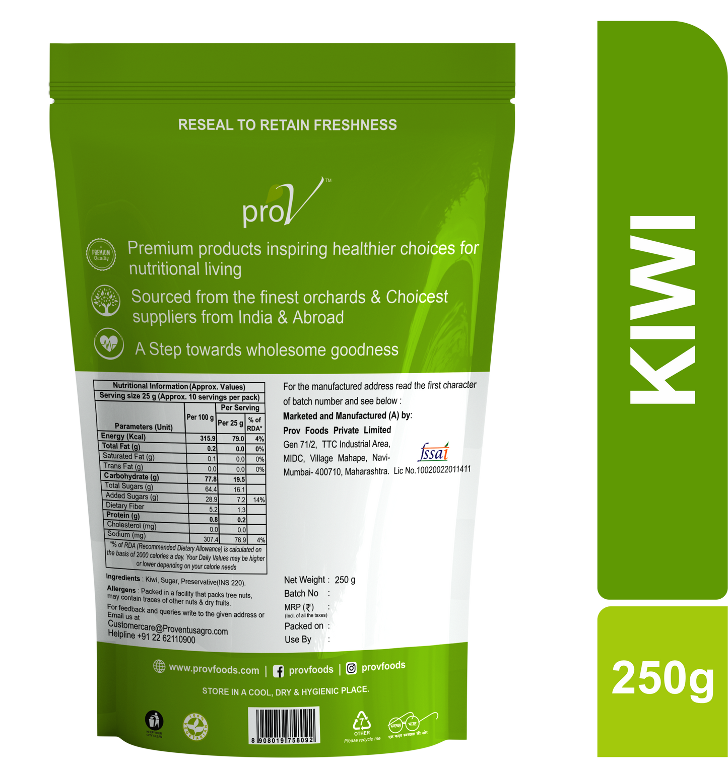 ProV Premium Kiwi Sliced 250gms Dried Fruits Dried Fruits