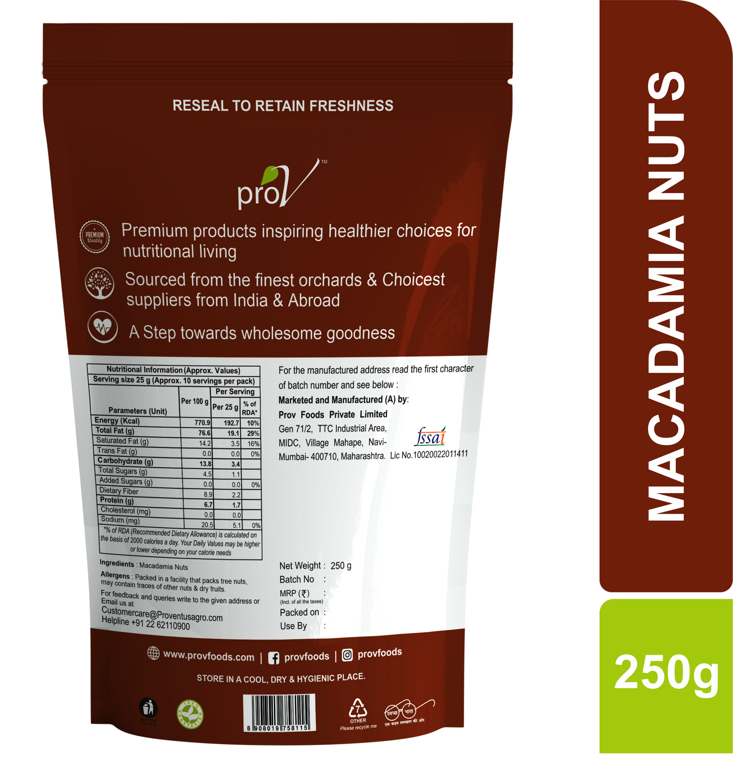 ProV Premium Macadamia Nuts 250gms Exotic Nuts Exotic Nuts