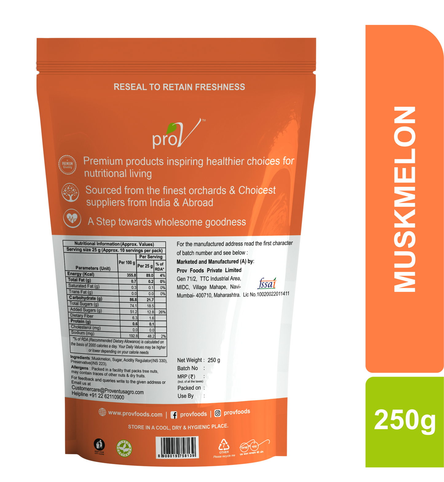 ProV Premium Muskmelon Dried 250gms Dried fruits Dried Fruits