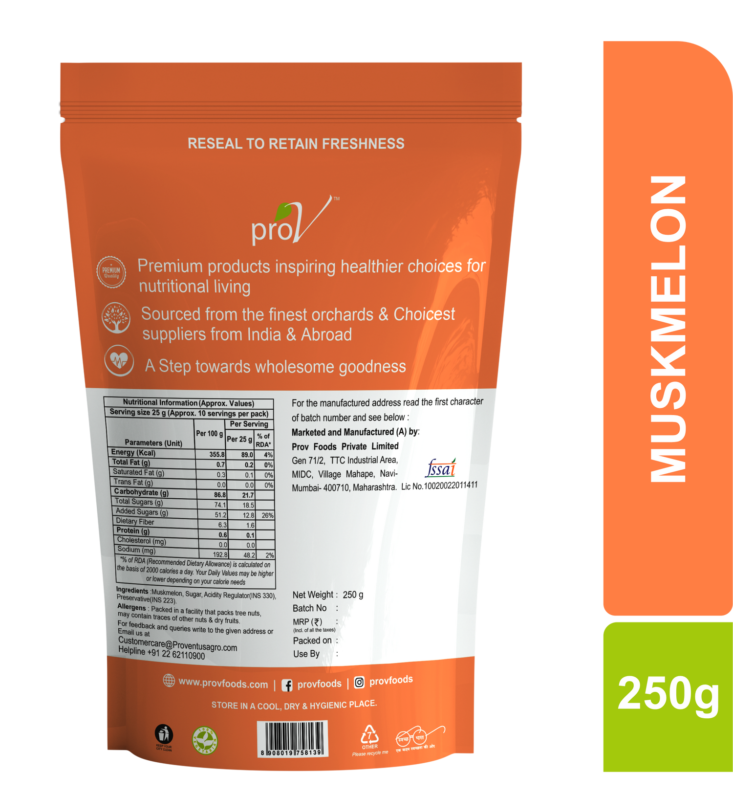 ProV Premium Muskmelon Dried 250gms Dried fruits Dried Fruits