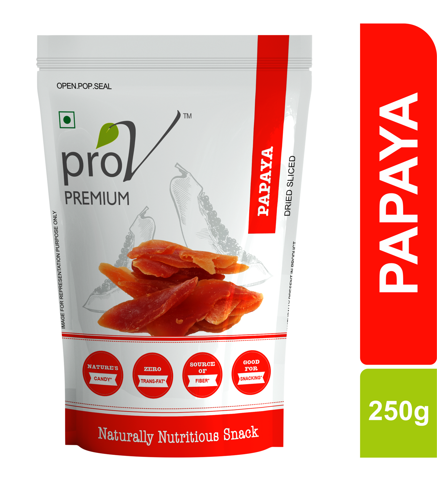 ProV Premium Papaya Sliced 250gms Dried Fruits Dried Fruits