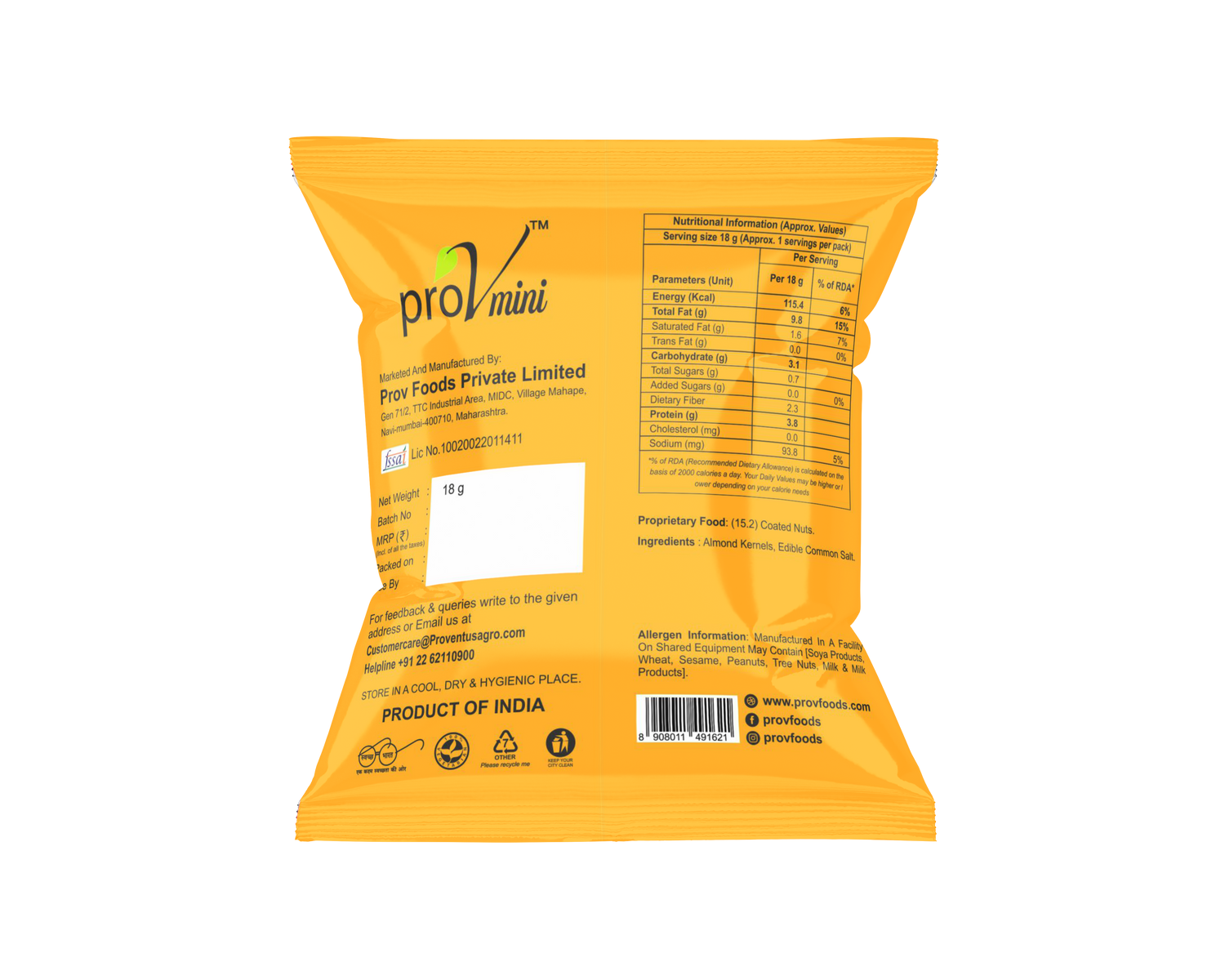 ProV Mini Almonds Roasted & Salted 18g Nuts Almonds