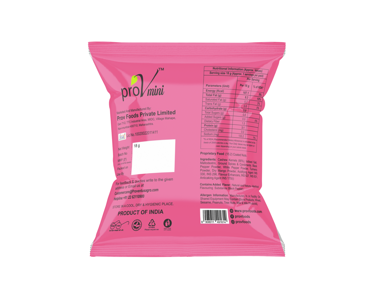 ProV Mini Cashew Cracked Pepper 18g Nuts Cashews