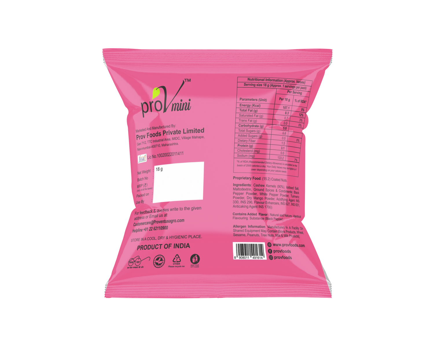 ProV Mini Cashew Cracked Pepper 18g Nuts Cashews