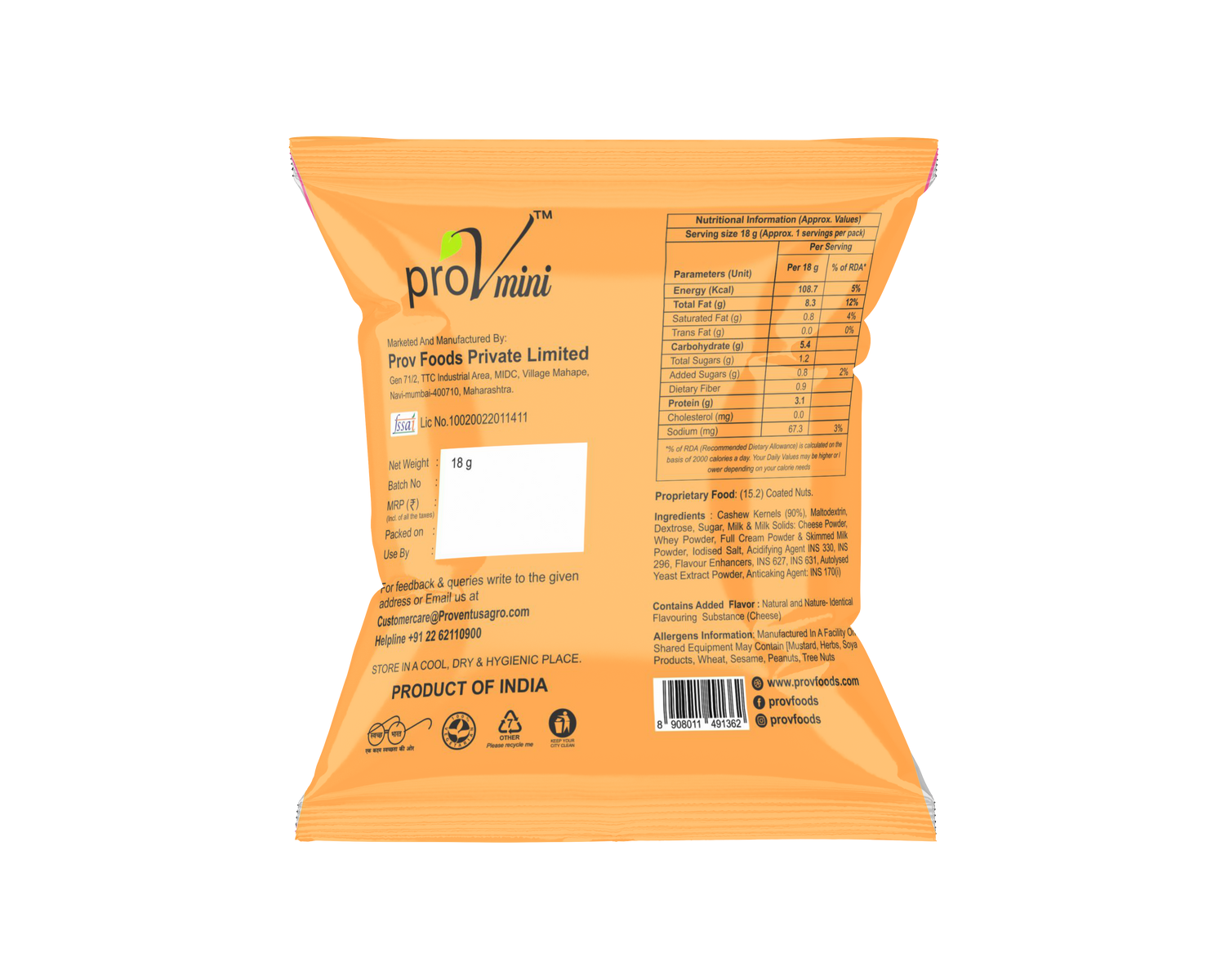 ProV Mini Cashew Creamy Cheese 18g Nuts Cashews