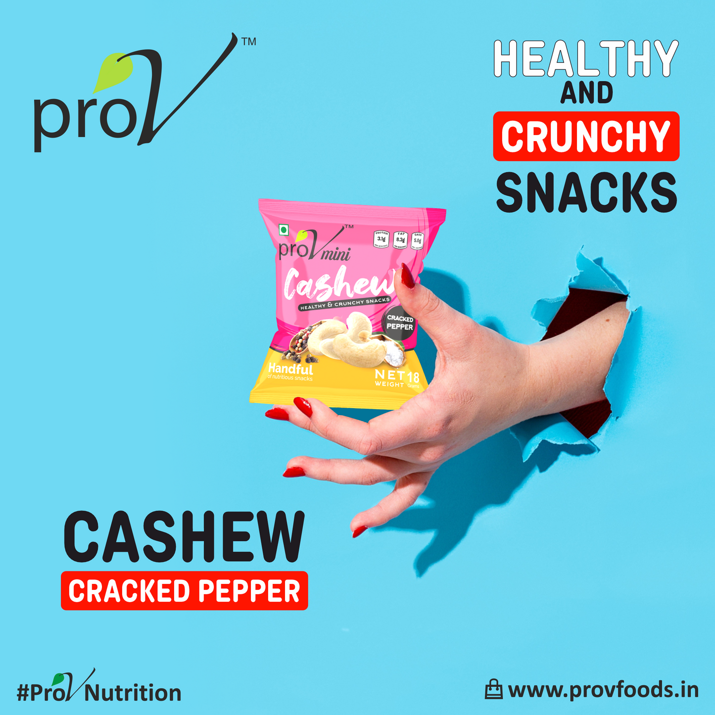 ProV Mini Cashew Cracked Pepper 18g Nuts Cashews