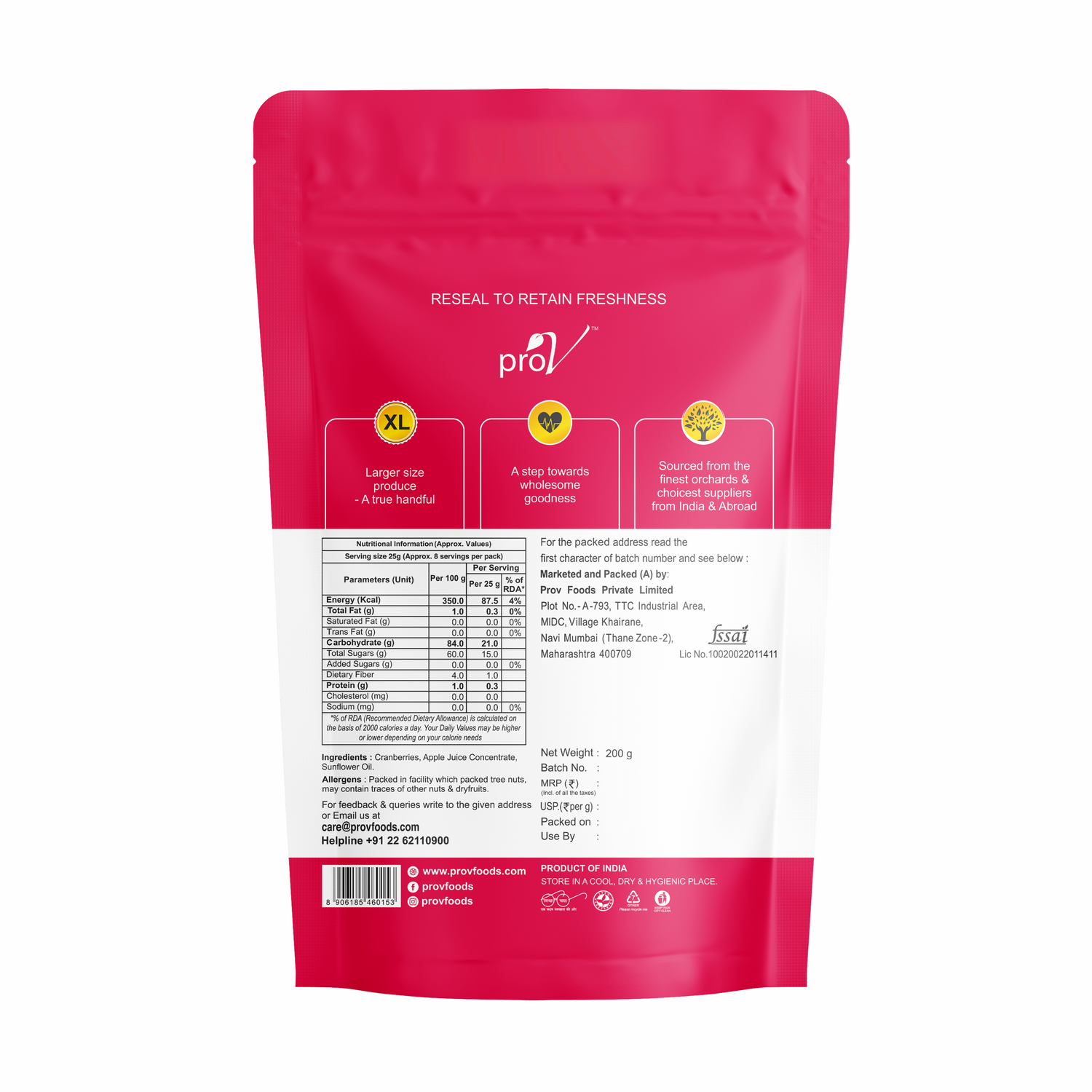 ProV Regal Cranberry Dried 200g Berries Berries