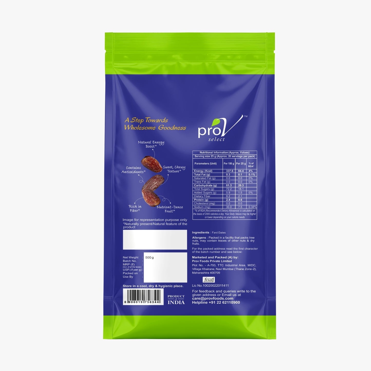 ProV Select Fard Dates 500g Dried Fruits Dates