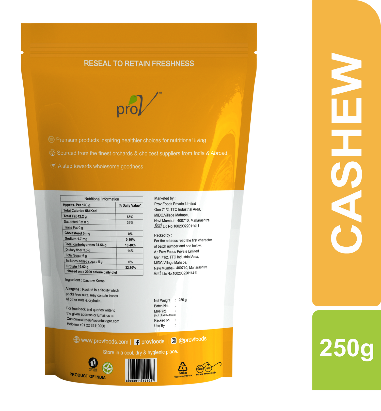 ProV Premium Cashews 250g Nuts Cashews