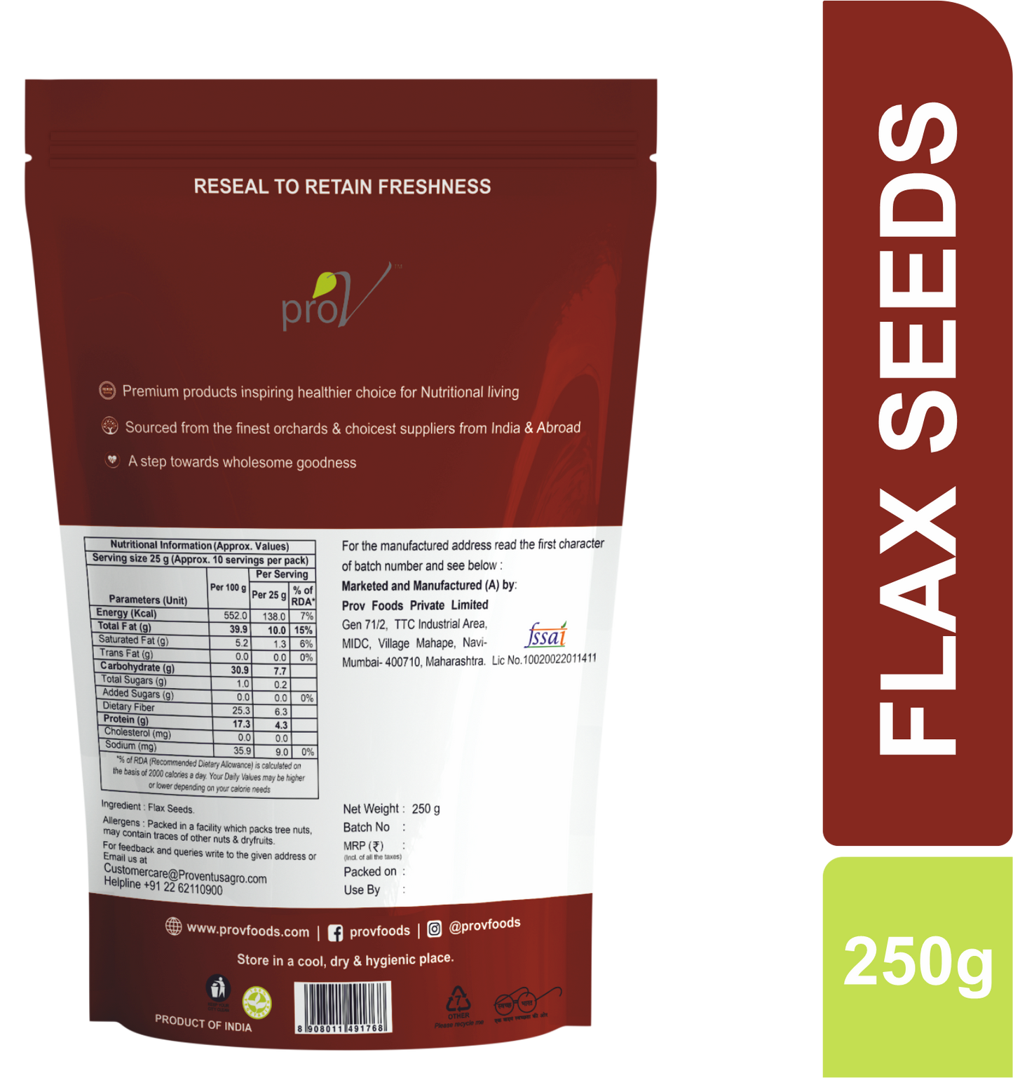 ProV Premium Flax Seeds 250g Seeds Seeds