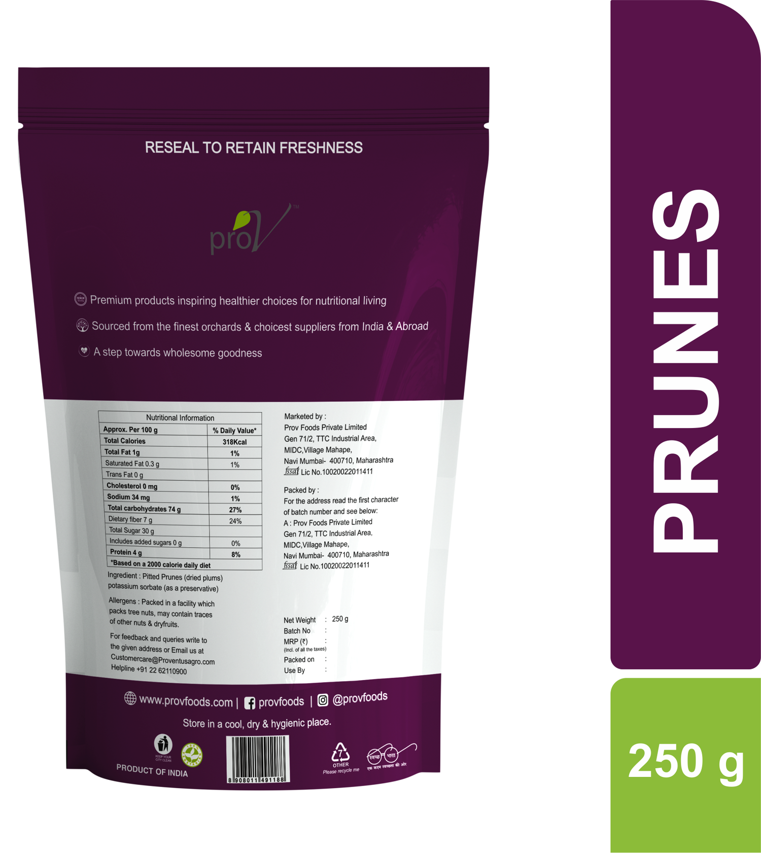 ProV Premium Prunes 250g Dried Fruits Dried Fruits