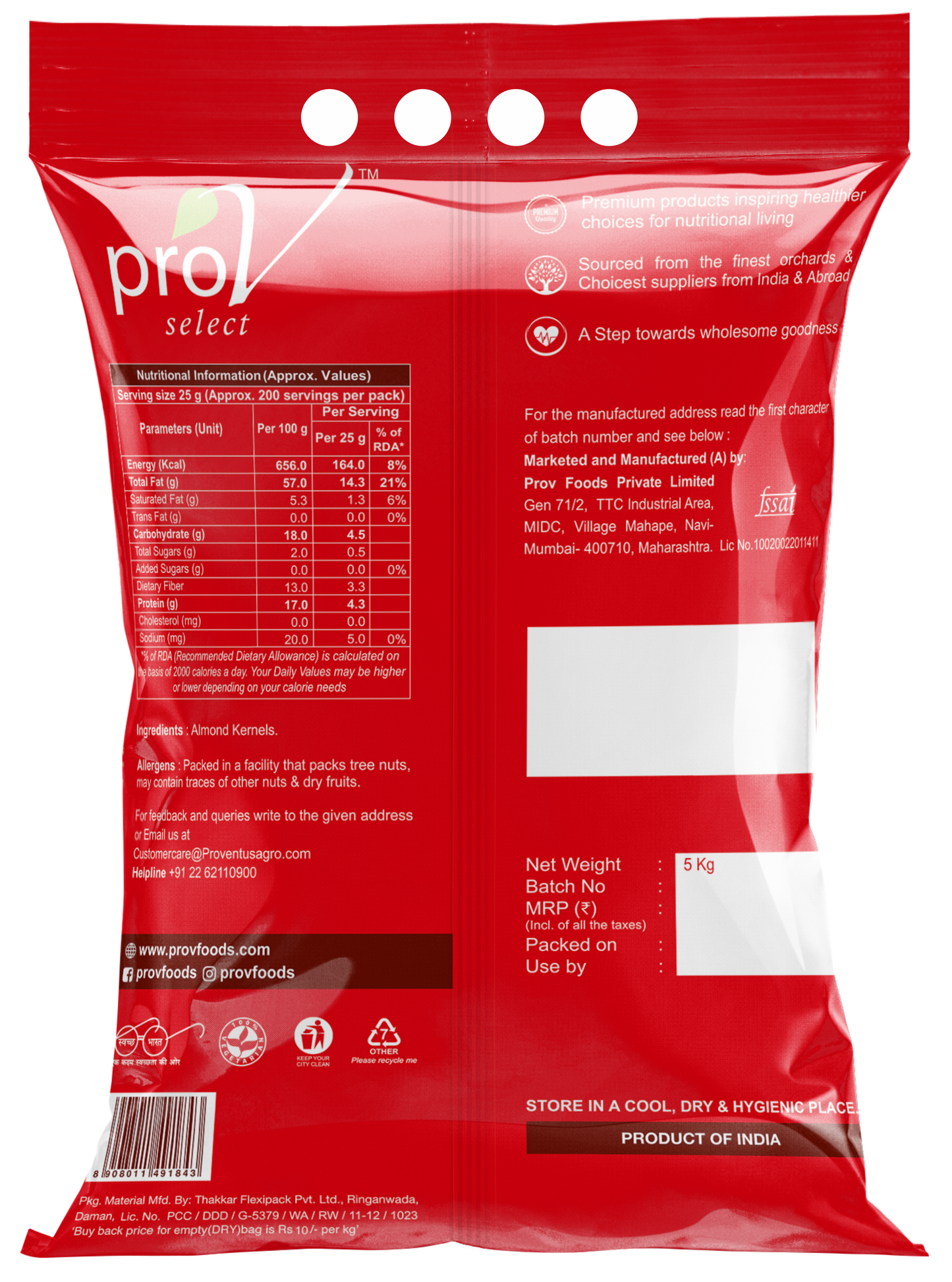 ProV Select Almond Super 5kgs Nuts Almonds
