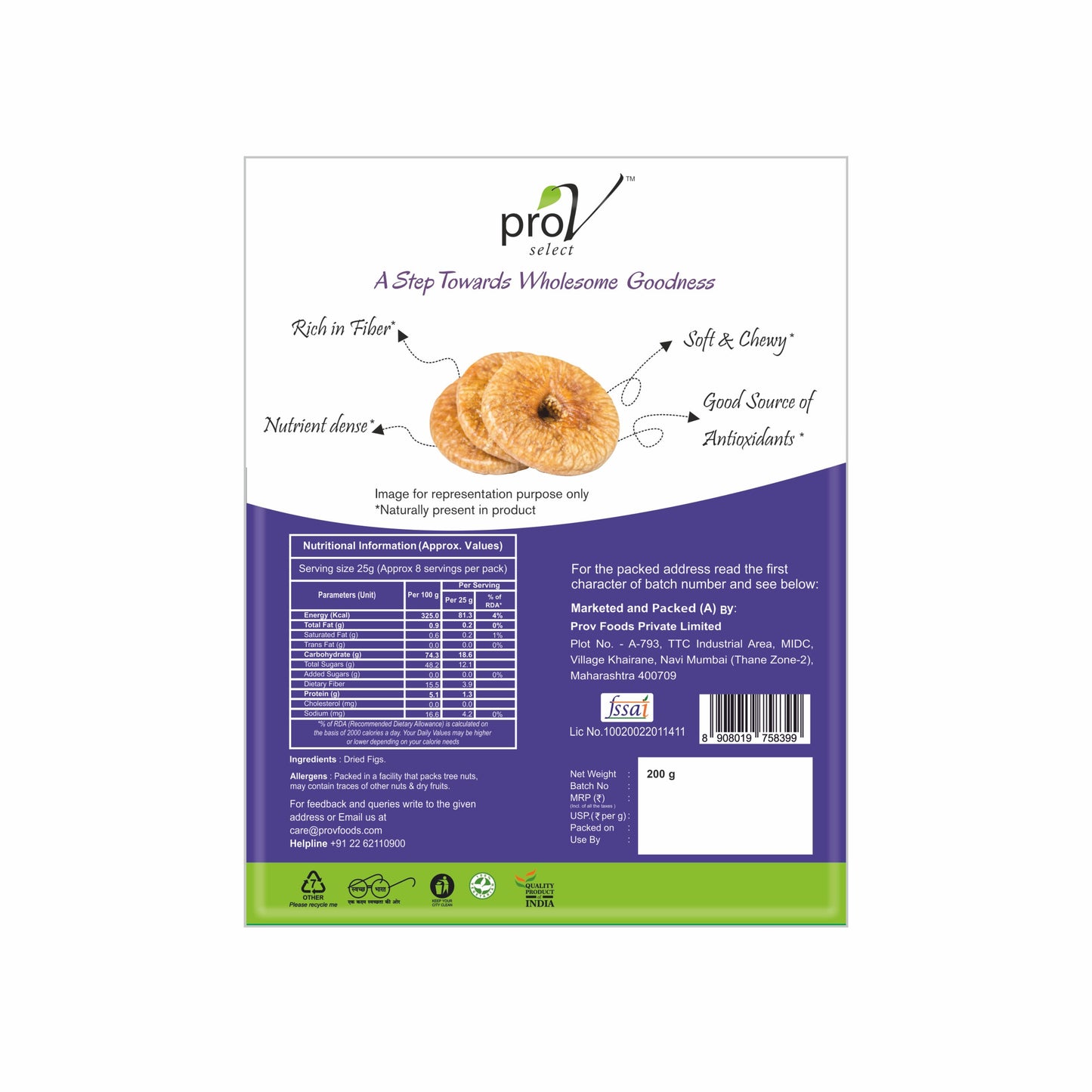 ProV Select Figs 200g Dried Fruits Figs