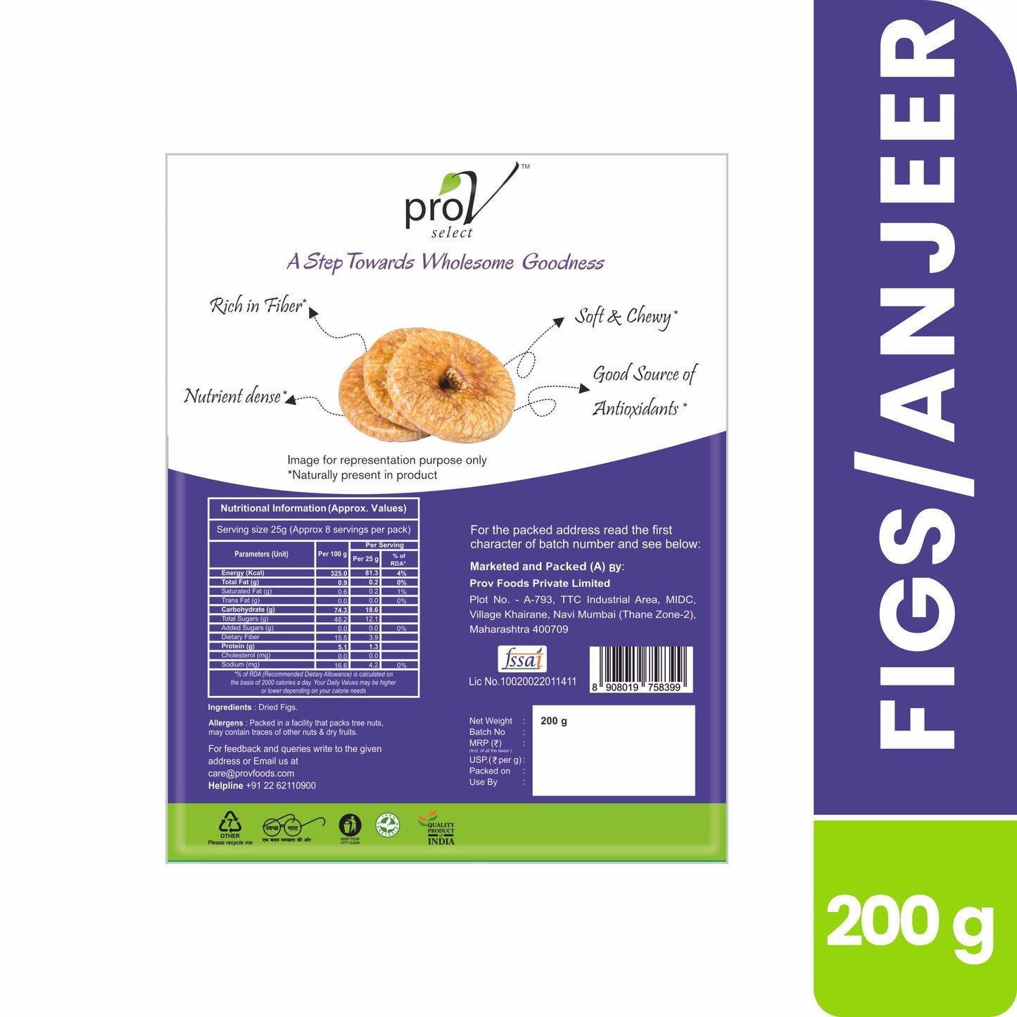 ProV Select Figs 200g Dried Fruits Figs