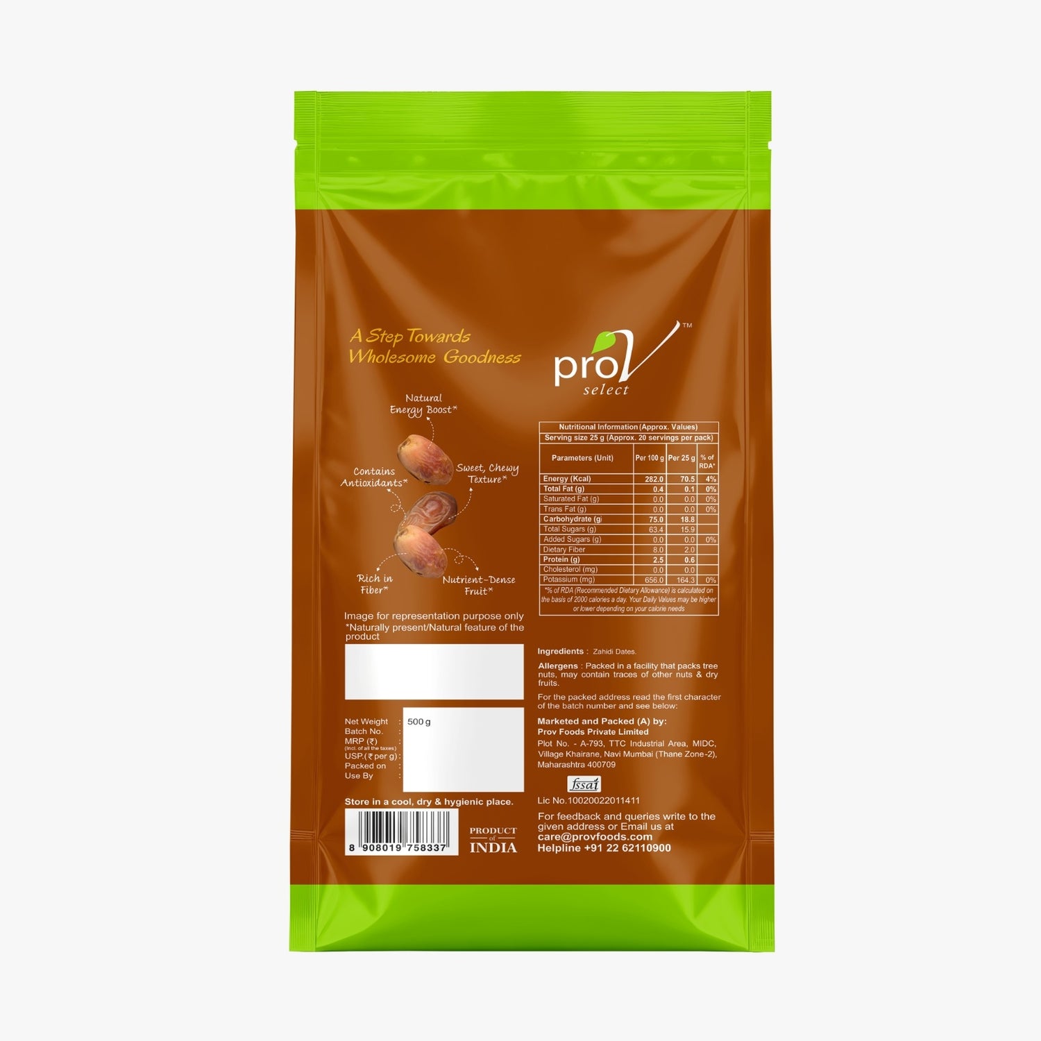 ProV Select Zahidi Dates 500g Dried Fruits Dates