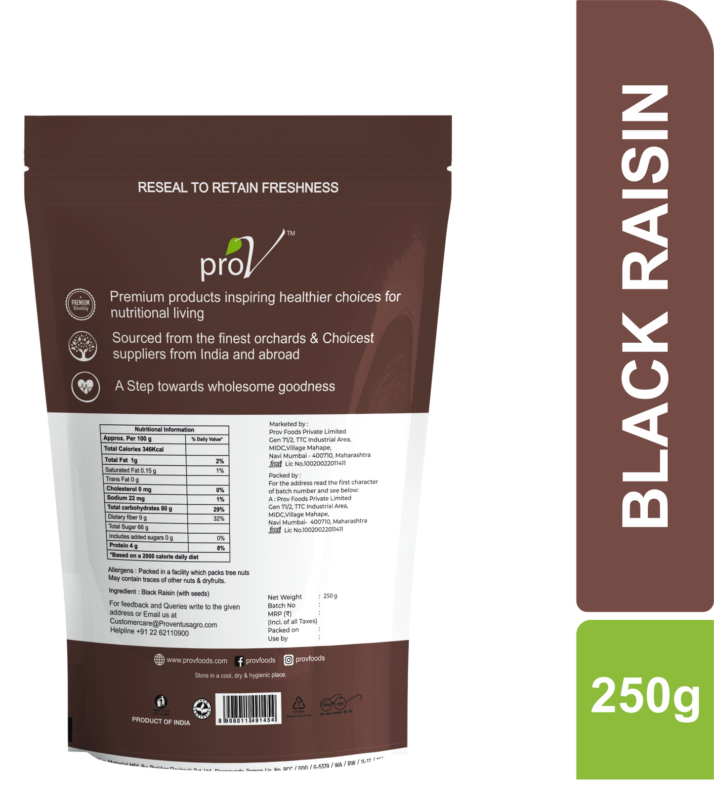 ProV Premium Black Raisins 'Seed' 250g Raisin Raisins