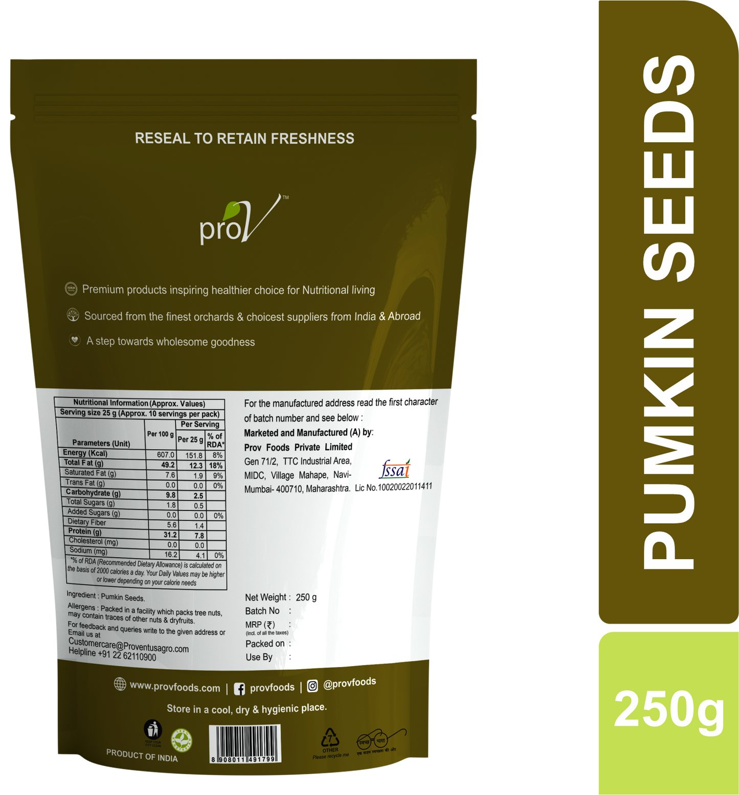 ProV Premium Pumpkin Seeds 250g Seeds Seeds