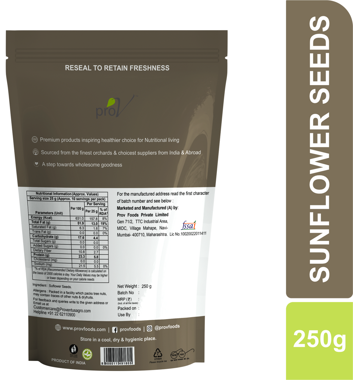 ProV Premium Sunflower Seeds 250g Seeds Seeds