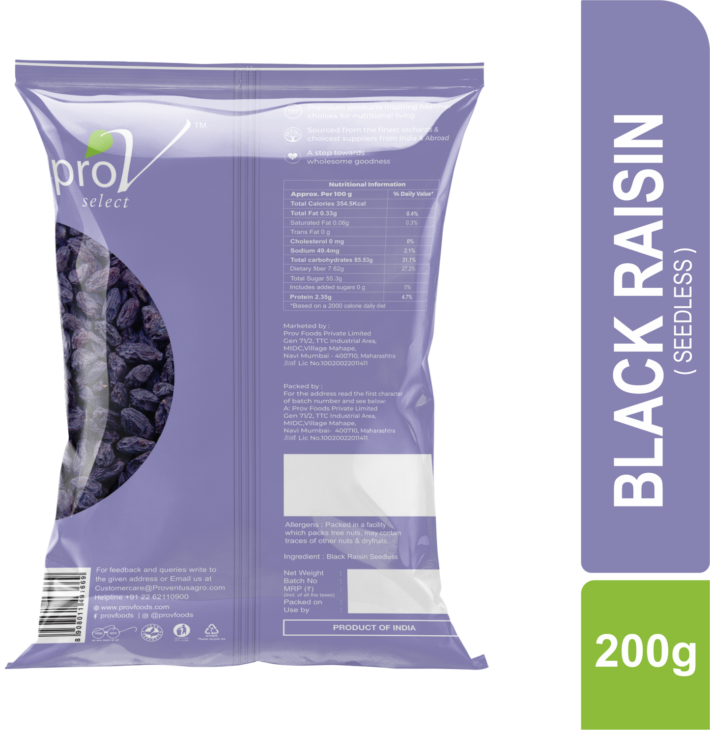 ProV Select Black Raisins 200g Raisin Raisins