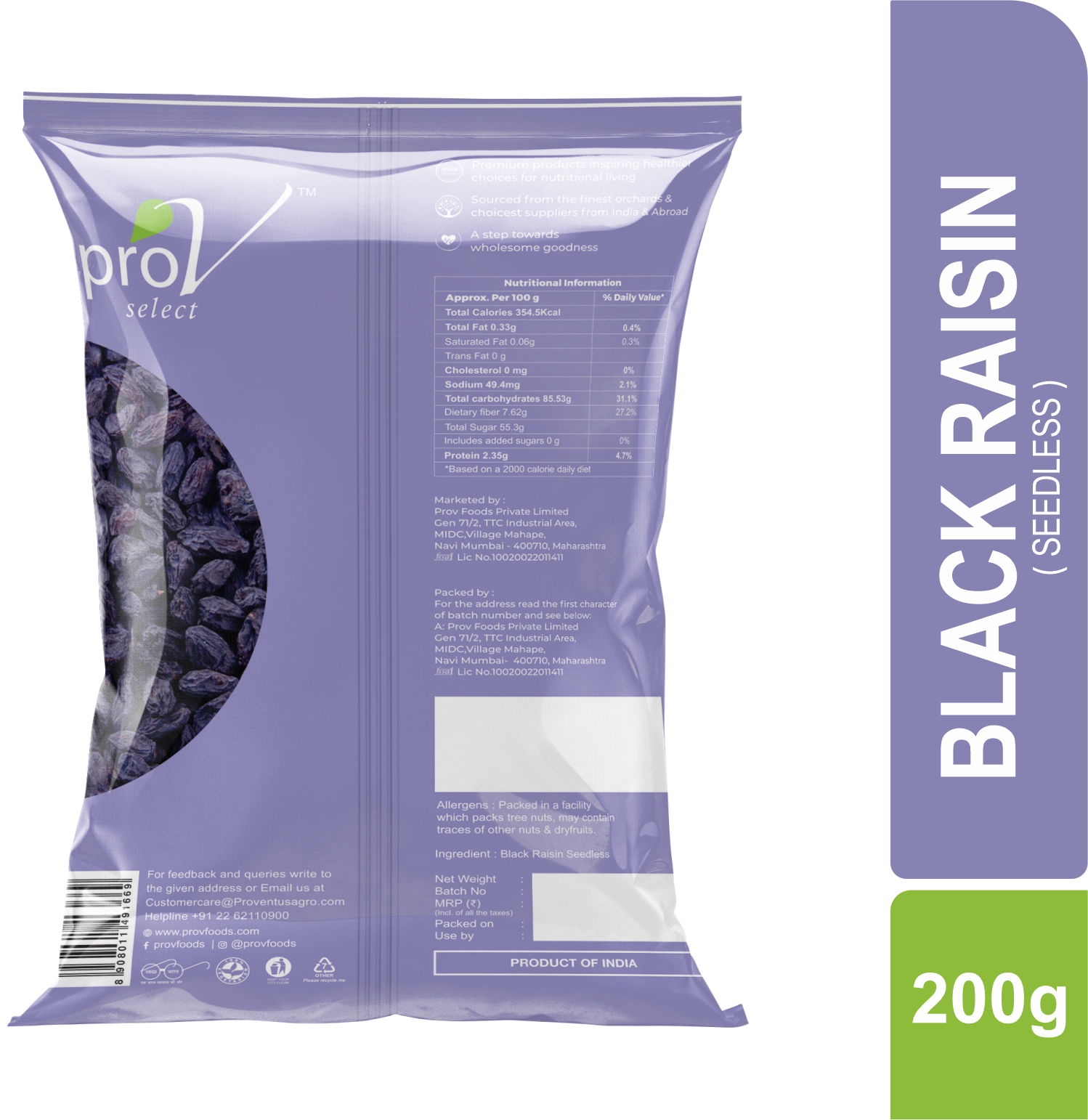 ProV Select Black Raisins 200g Raisin Raisins