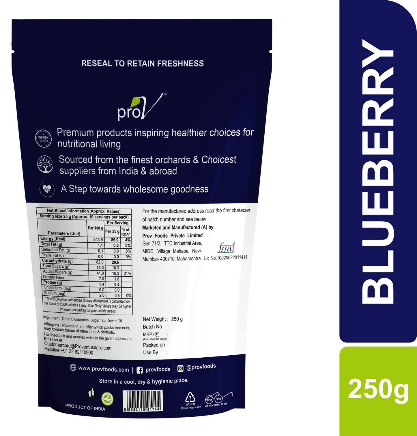 ProV Premium Blueberry 250g Berries Berries