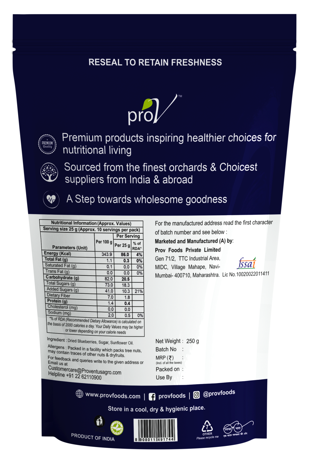 ProV Premium Blueberry 250g Berries Berries