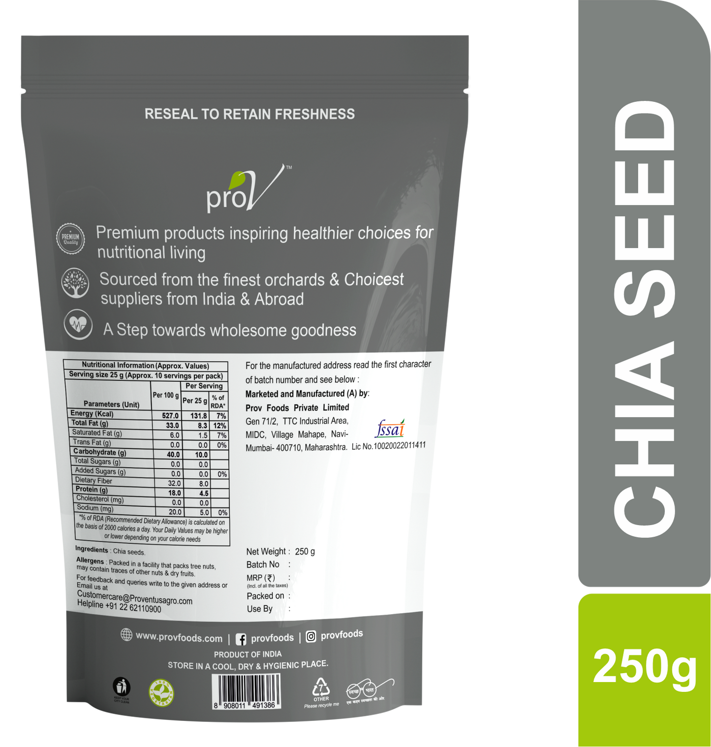 ProV Premium Chia Seeds 250g Seeds Seeds
