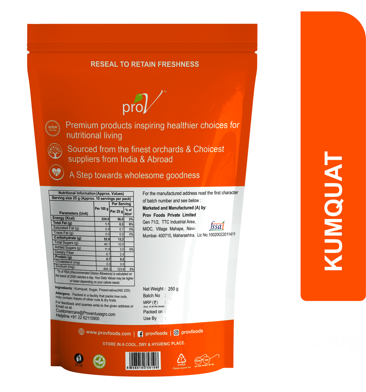 ProV Premium Kumquat Dried 250gms Dried Fruits Dried Fruits