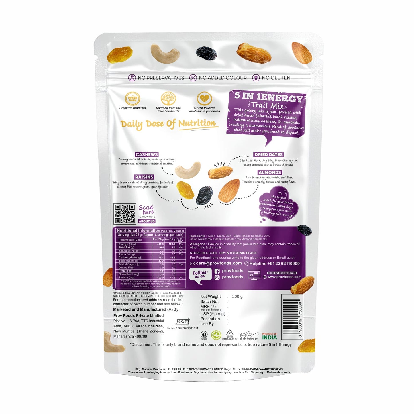 ProV Fusion 5 in 1 Energy 200 g Trail Mix Trail Mix