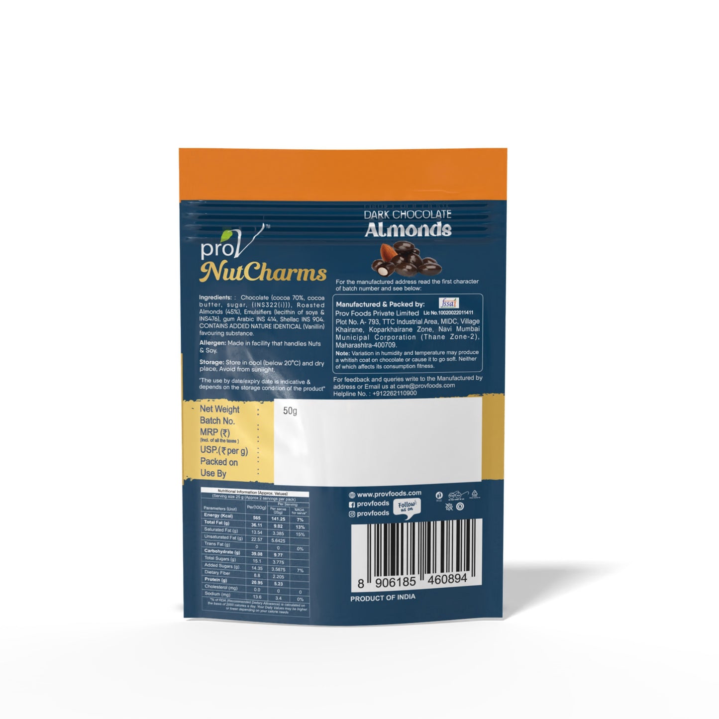 Prov NutCharms - Dark Chocolate Almond 50g