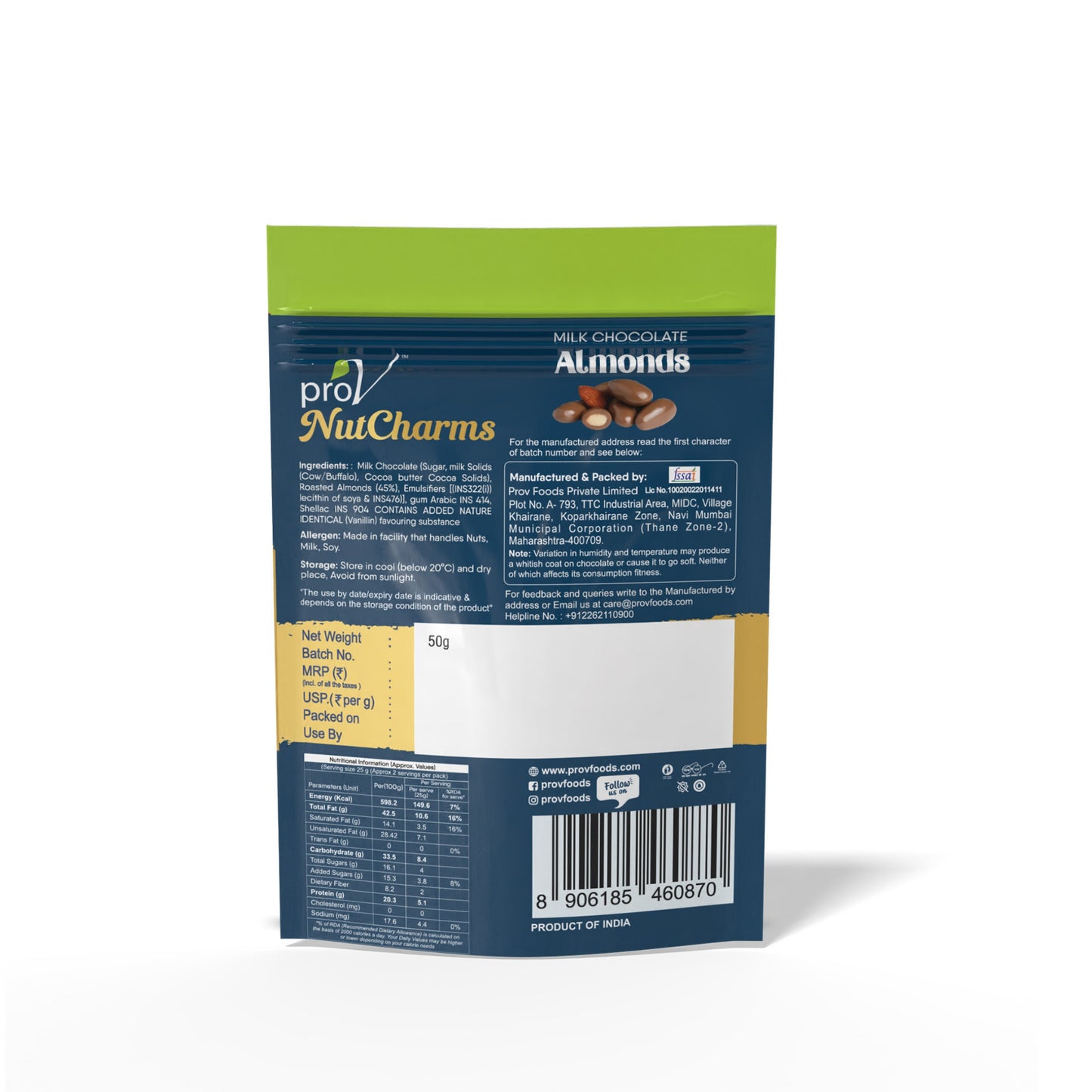 Prov NutCharms - Milk Chocolate Almond 50g