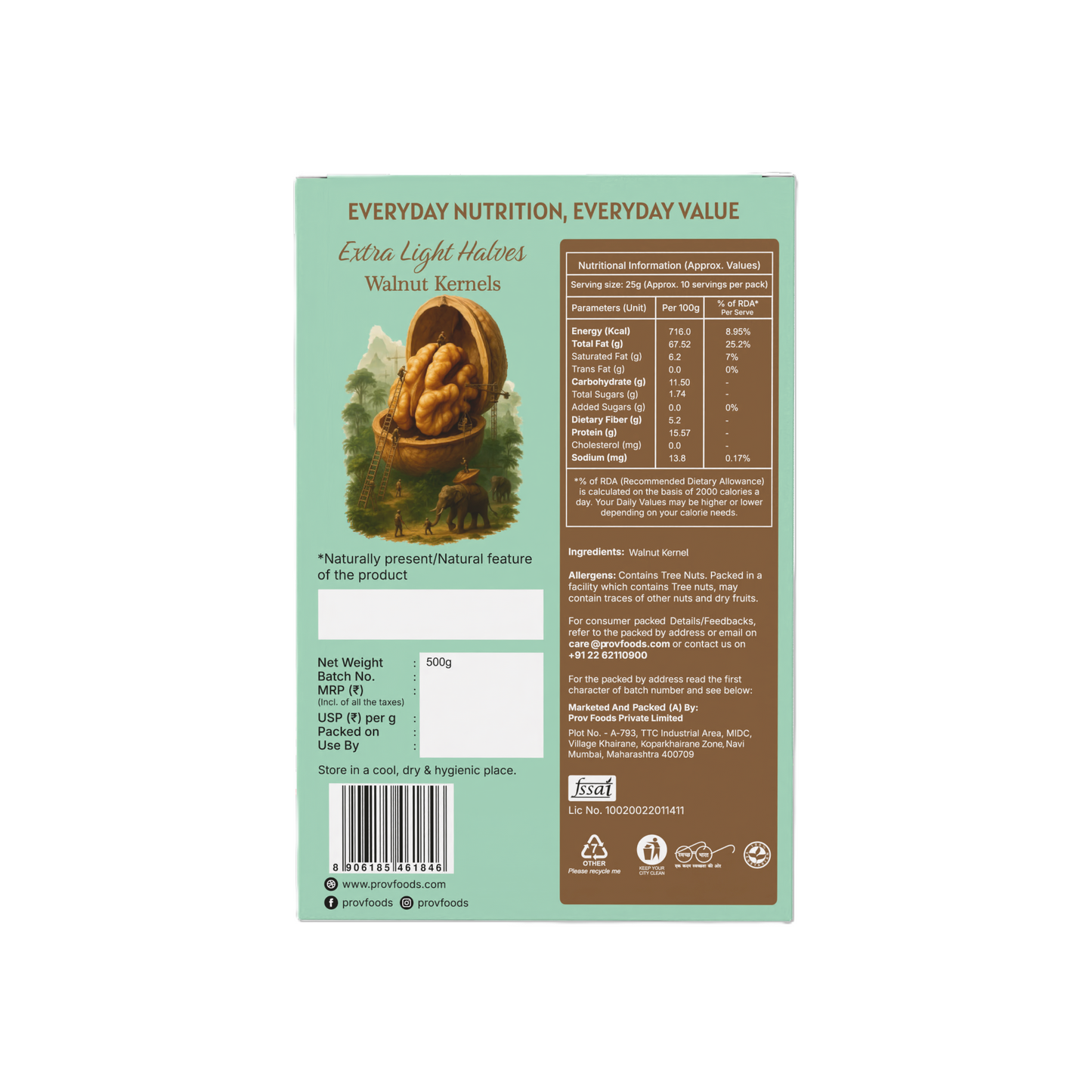 Walnut Extra Light Halves 500g (Box)